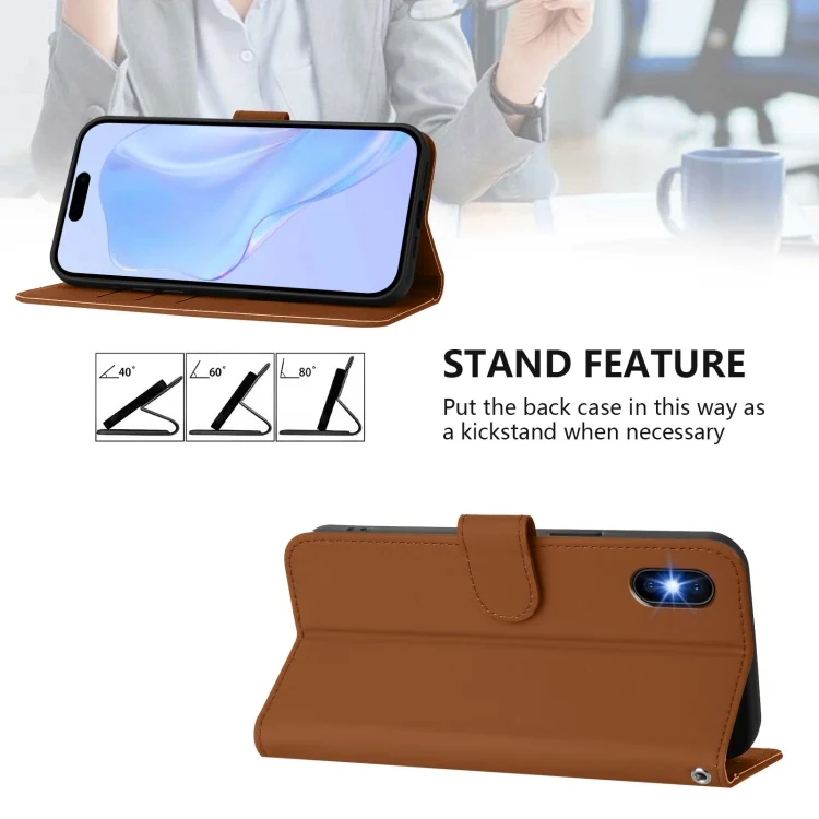 EDA007222724A_2.webp Skin Feel Solid Color Leather Phone Case with Lanyard, For iPhone XS / X - Image 3