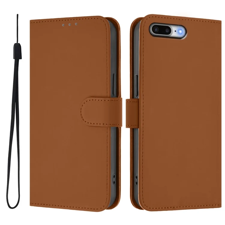 EDA007222727A_1.webp Skin Feel Solid Color Leather Phone Case with Lanyard, For iPhone 8 Plus / 7 Plus - Image 2
