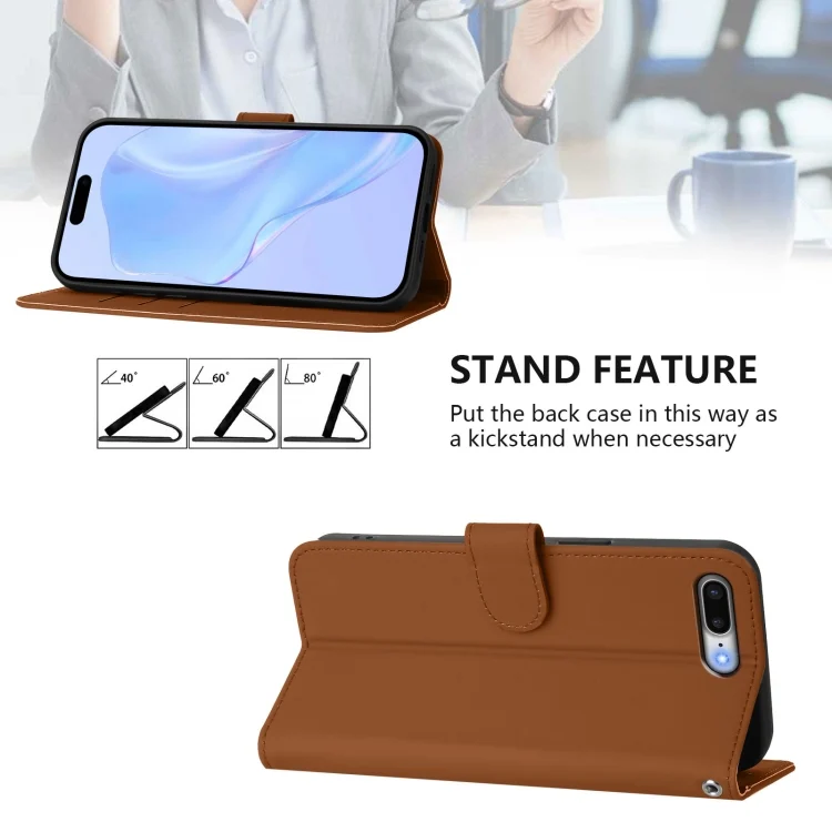 EDA007222727A_2.webp Skin Feel Solid Color Leather Phone Case with Lanyard, For iPhone 8 Plus / 7 Plus - Image 3