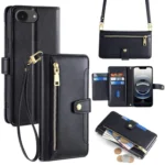 Sheep Texture Cross-body Zipper Wallet Leather Phone Case, For iPhone 16e, For iPhone 16 Pro Max, For iPhone 16 Pro