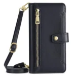 Sheep Texture Cross-body Zipper Wallet Leather Phone Case, For iPhone 16e, For iPhone 16 Pro Max, For iPhone 16 Pro - Image 2