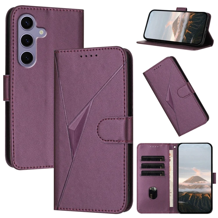 Triangle Pattern Buckle Clasp Leather Phone Case, For Samsung Galaxy S25 5G, For Samsung Galaxy S25+ 5G