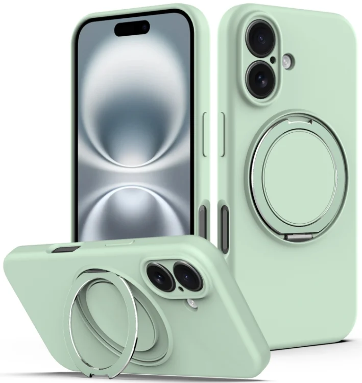 Liquid Silicone MagSafe Phone Case with Rotating Holder, For iPhone 16, For iPhone 15 Pro Max, For iPhone 15 Pro, For iPhone 15 Plus