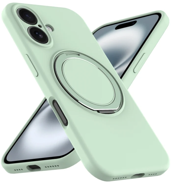 EDA007270104A_1.webp Liquid Silicone MagSafe Phone Case with Rotating Holder, For iPhone 16, For iPhone 15 Pro Max, For iPhone 15 Pro, For iPhone 15 Plus - Image 2