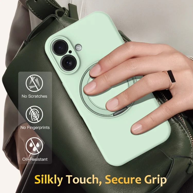 EDA007270104A_6.webp Liquid Silicone MagSafe Phone Case with Rotating Holder, For iPhone 16, For iPhone 15 Pro Max, For iPhone 15 Pro, For iPhone 15 Plus - Image 7