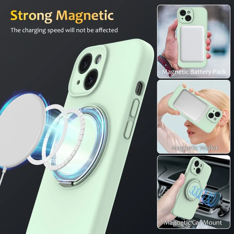 EDA007270108A_3.webp Liquid Silicone MagSafe Phone Case with Rotating Holder, For iPhone 15, For iPhone 14 Plus, For iPhone 14, For iPhone 14 Pro - Image 4