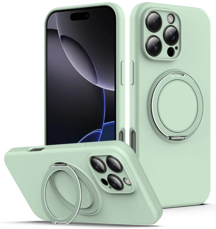 Liquid Silicone MagSafe Phone Case with Rotating Holder, For iPhone 14 Pro Max, For iPhone 13 Pro Max, For iPhone 13 Pro, For iPhone 13