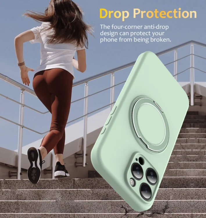 EDA007270112A_2.webp Liquid Silicone MagSafe Phone Case with Rotating Holder, For iPhone 14 Pro Max, For iPhone 13 Pro Max, For iPhone 13 Pro, For iPhone 13 - Image 3