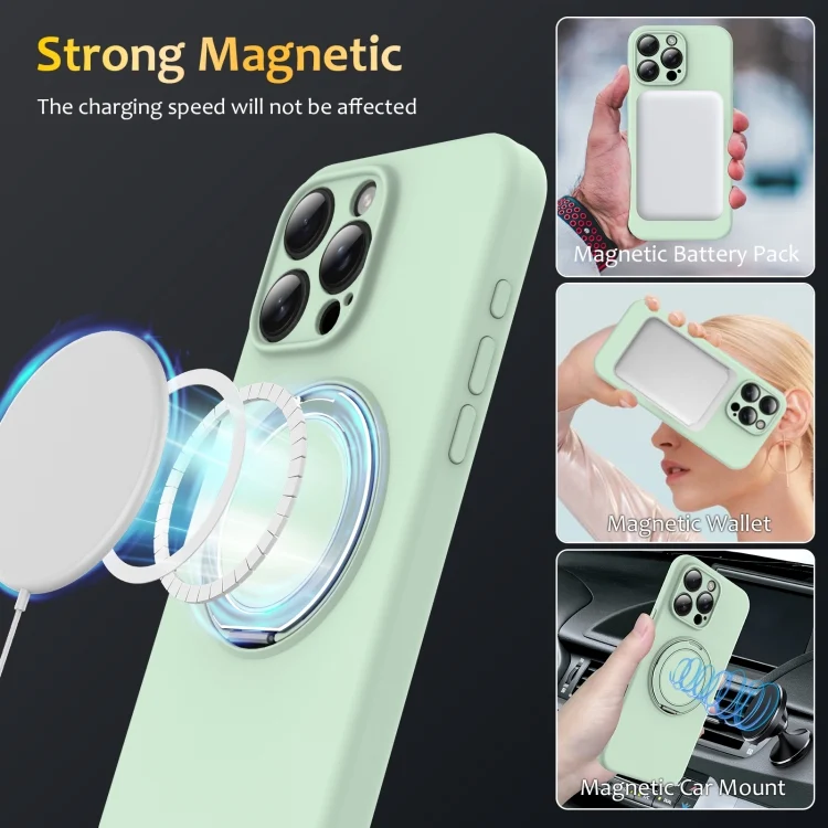 EDA007270112A_3.webp Liquid Silicone MagSafe Phone Case with Rotating Holder, For iPhone 14 Pro Max, For iPhone 13 Pro Max, For iPhone 13 Pro, For iPhone 13 - Image 4