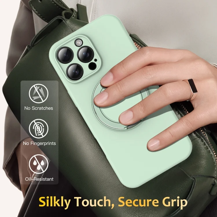 EDA007270112A_6.webp Liquid Silicone MagSafe Phone Case with Rotating Holder, For iPhone 14 Pro Max, For iPhone 13 Pro Max, For iPhone 13 Pro, For iPhone 13 - Image 7