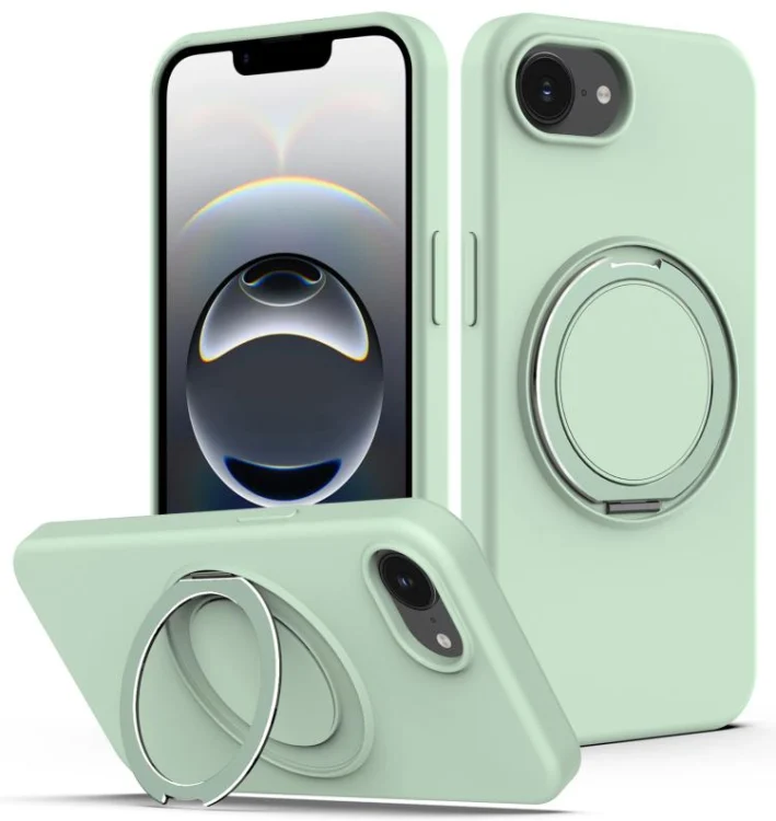 Liquid Silicone MagSafe Phone Case with Rotating Holder, For iPhone 16e, For iPhone 16 Pro Max, For iPhone 16 Pro, For iPhone 16 Plus
