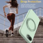 Liquid Silicone MagSafe Phone Case with Rotating Holder, For iPhone 16e, For iPhone 16 Pro Max, For iPhone 16 Pro, For iPhone 16 Plus - Image 3