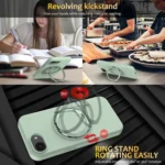 Liquid Silicone MagSafe Phone Case with Rotating Holder, For iPhone 16e, For iPhone 16 Pro Max, For iPhone 16 Pro, For iPhone 16 Plus - Image 6
