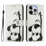 Art Colored Drawing Pattern Leather Phone Case, For iPhone 15 Pro Max - Image 2