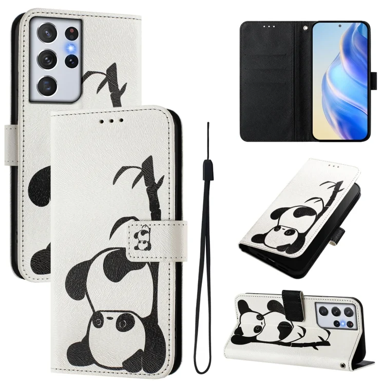 Art Colored Drawing Pattern Leather Phone Case, For Samsung Galaxy S21 Ultra 5G
