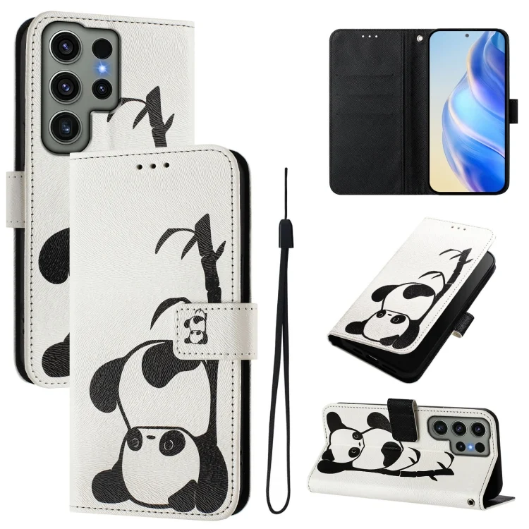 Art Colored Drawing Pattern Leather Phone Case, For Samsung Galaxy S23 Ultra 5G