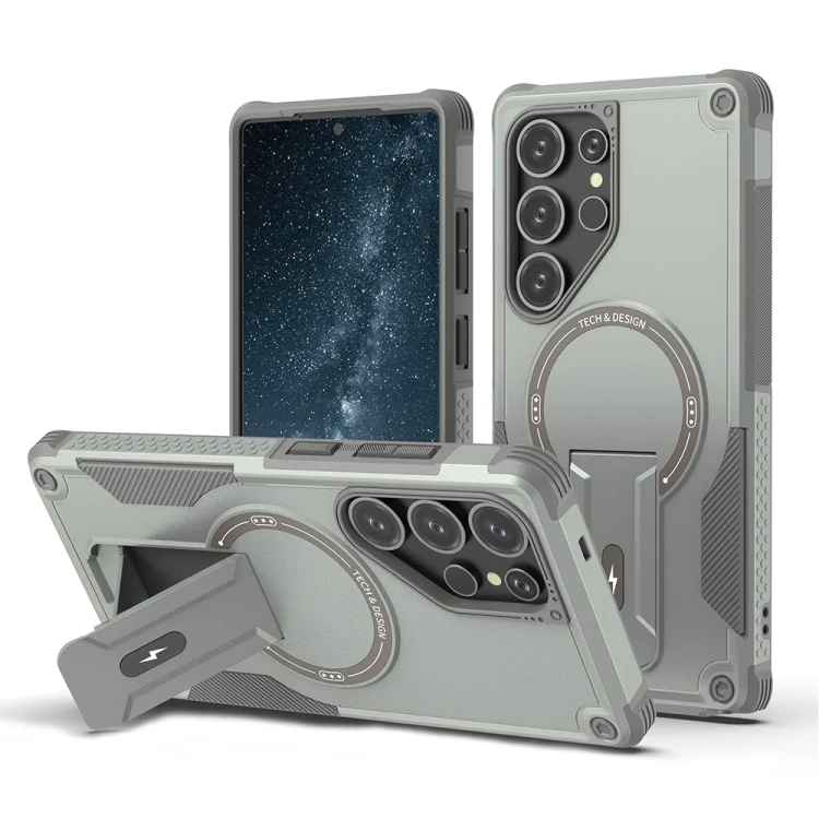 Armor MagSafe Holder PC Hybrid TPU Phone Case, For Samsung Galaxy S24 Ultra 5G