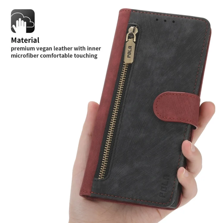 EDA007295401A_1.webp POLA Dual-color Zipper Wallet RFID Leather Phone Case, For Samsung Galaxy S22 Ultra 5G - Image 2