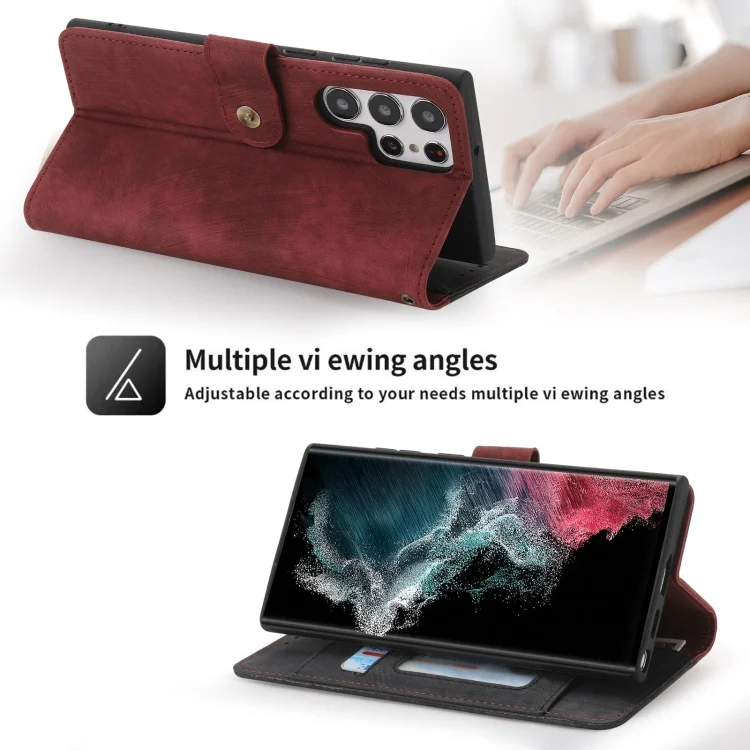EDA007295401A_3.webp POLA Dual-color Zipper Wallet RFID Leather Phone Case, For Samsung Galaxy S22 Ultra 5G - Image 4