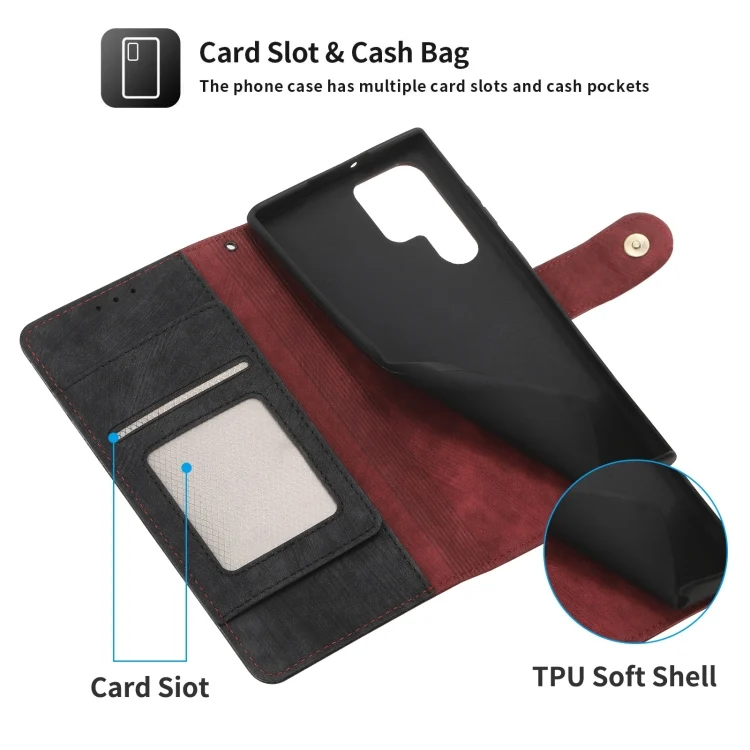 EDA007295401A_4.webp POLA Dual-color Zipper Wallet RFID Leather Phone Case, For Samsung Galaxy S22 Ultra 5G - Image 5