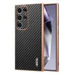 AZNS Electroplated Edge Carbon Fiber Texture Phone Case, For Samsung Galaxy S22 Ultra 5G