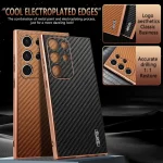 AZNS Electroplated Edge Carbon Fiber Texture Phone Case, For Samsung Galaxy S22 Ultra 5G - Image 3