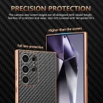 AZNS Electroplated Edge Carbon Fiber Texture Phone Case, For Samsung Galaxy S22 Ultra 5G - Image 5