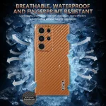 AZNS Electroplated Edge Carbon Fiber Texture Phone Case, For Samsung Galaxy S22 Ultra 5G - Image 6