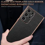 AZNS Electroplated Edge Carbon Fiber Texture Phone Case, For Samsung Galaxy S22 Ultra 5G - Image 7
