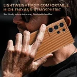 AZNS Electroplated Edge Carbon Fiber Texture Phone Case, For Samsung Galaxy S22 Ultra 5G - Image 8