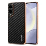 AZNS Electroplated Edge Carbon Fiber Texture Phone Case, For Samsung Galaxy S25 Edge 5G, For Samsung Galaxy S25 5G, For Samsung Galaxy S25+ 5G, For Samsung Galaxy S25 Ultra 5G...
