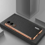 AZNS Electroplated Edge Carbon Fiber Texture Phone Case, For Samsung Galaxy S25 Edge 5G, For Samsung Galaxy S25 5G, For Samsung Galaxy S25+ 5G, For Samsung Galaxy S25 Ultra 5G... - Image 2