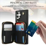 AwQuer Crossbody Zipper Wallet Rhombic Leather Back Phone Case, For Samsung Galaxy S24 Ultra 5G, For Samsung Galaxy S24+ 5G - Image 6