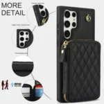 AwQuer Crossbody Zipper Wallet Rhombic Leather Back Phone Case, For Samsung Galaxy S24 Ultra 5G, For Samsung Galaxy S24+ 5G - Image 7