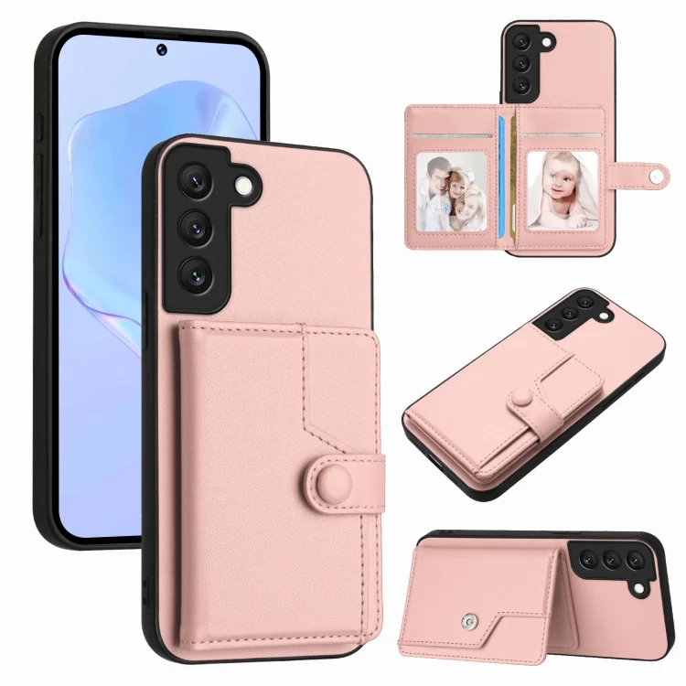 Button Card Bag RFID Anti-theft Phone Case, For Samsung Galaxy S21 FE 5G