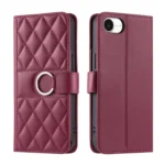 Ring Buckle Rhombic Leather Phone Case, For iPhone 16e, For iPhone 16 Pro Max, For iPhone 16 Pro, For iPhone 16 Plus