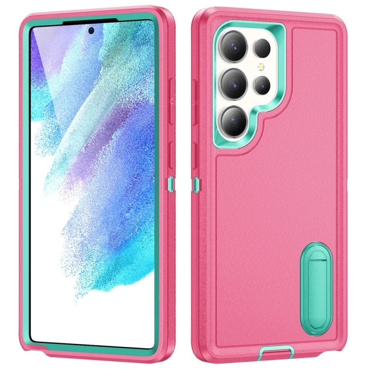 Rugged PC Hybrid Silicone Phone Case with Holder, For Samsung Galaxy S25 Ultra 5G