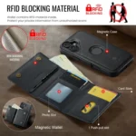 DG.MING M6 Series RFID Tri-fold Card Bag Removable Leather Phone Case, For iPhone 16 - Image 4