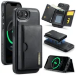 DG.MING M6 Series RFID Tri-fold Card Bag Removable Leather Phone Case, For iPhone 16e, For iPhone 16 Pro Max, For iPhone 16 Pro, For iPhone 16 Plus