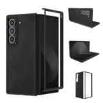 Black Edge Two-color Calf Texture PU Phone Case, For Samsung Galaxy Z Fold Special