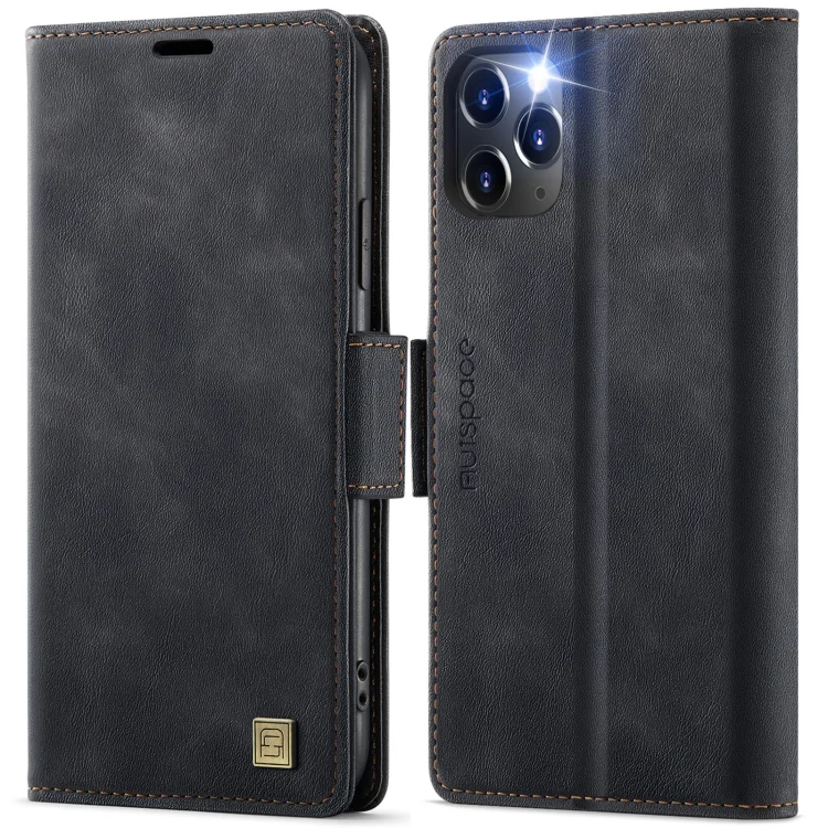 AutSpace A11 Side Buckle MagSafe Magnetic RFID Phone Leather Case, For iPhone 11 Pro