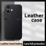 Litchi Leather Magnetic Full Coverage Shockproof Phone Case, For iPhone 16 Plus, For iPhone 16, For iPhone 15 Pro Max - Image 2