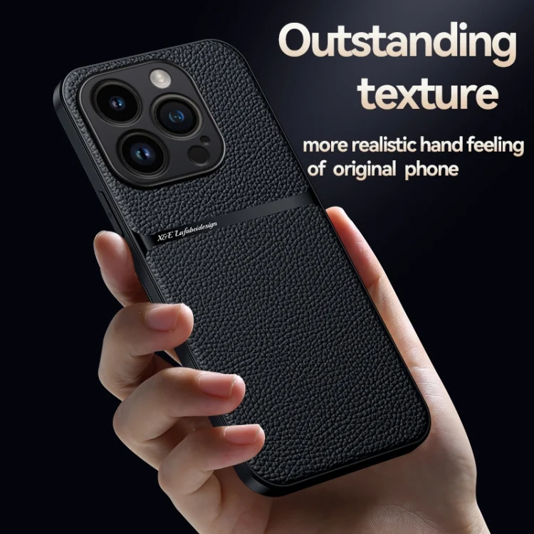 EDA007488906A_2.webp Litchi Leather Magnetic Full Coverage Shockproof Phone Case, For iPhone 15 Pro, For iPhone 15 Plus, For iPhone 15 - Image 3