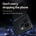 Litchi Leather Magnetic Full Coverage Shockproof Phone Case, For iPhone 15 Pro, For iPhone 15 Plus, For iPhone 15 - Image 4