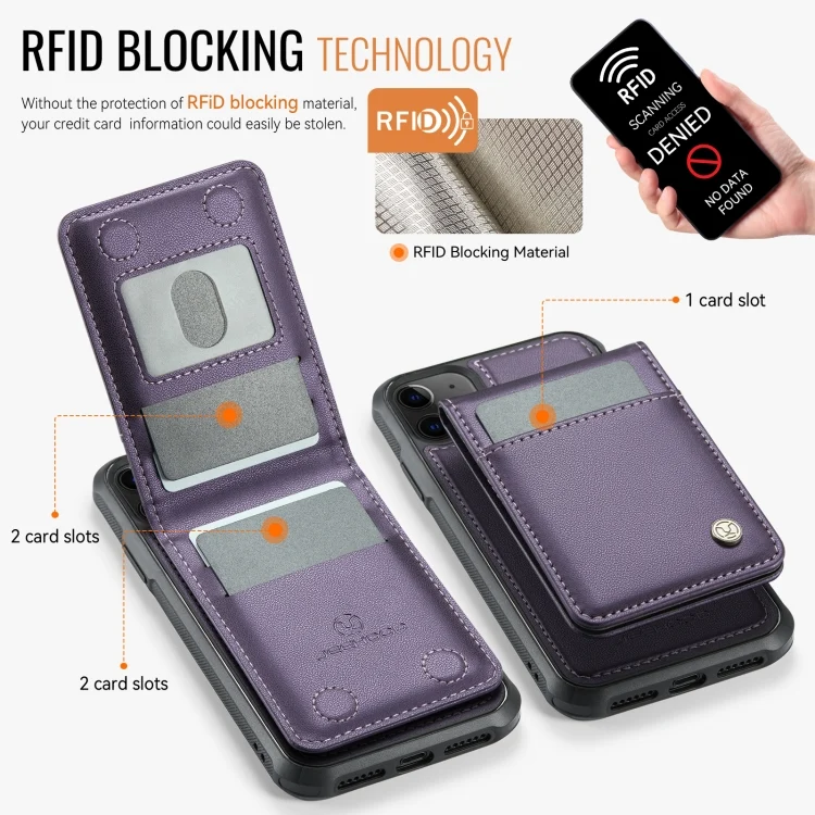 EDA007503103A_2.webp JEEHOOD J06 British Style RFID MagSafe Card Bag PU Phone Case, For iPhone 11, For iPhone 11 Pro, For iPhone X / XS, For iPhone XS Max - Image 3