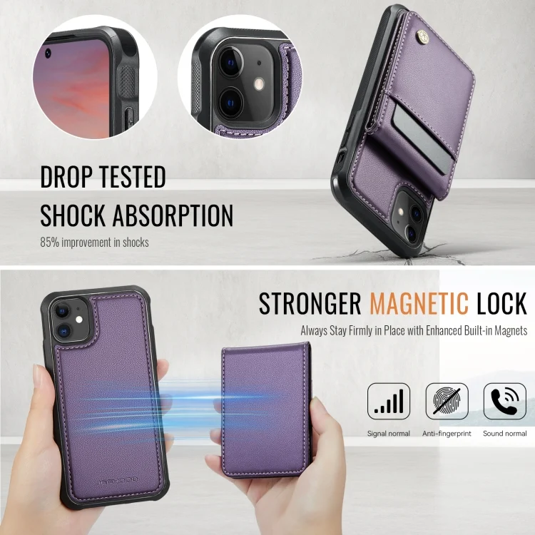 EDA007503103A_3.webp JEEHOOD J06 British Style RFID MagSafe Card Bag PU Phone Case, For iPhone 11, For iPhone 11 Pro, For iPhone X / XS, For iPhone XS Max - Image 4