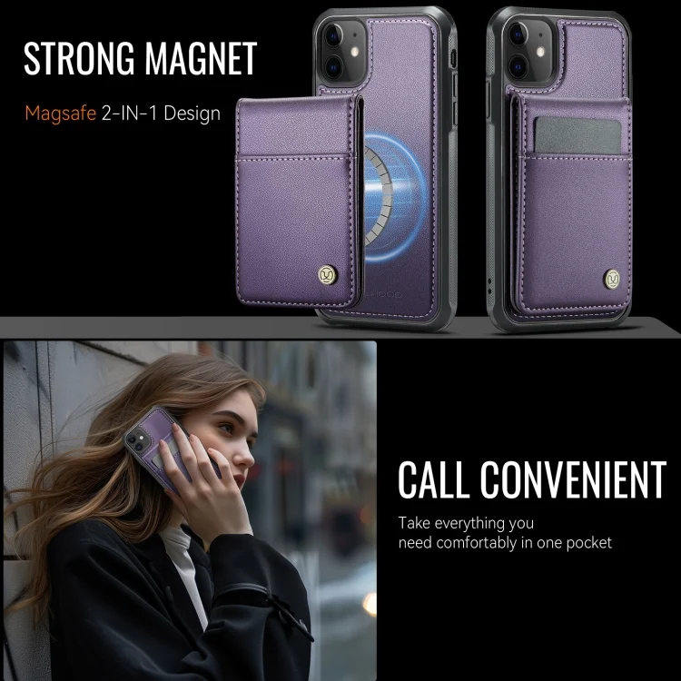 EDA007503103A_6.webp JEEHOOD J06 British Style RFID MagSafe Card Bag PU Phone Case, For iPhone 11, For iPhone 11 Pro, For iPhone X / XS, For iPhone XS Max - Image 7
