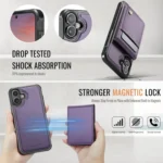 JEEHOOD J06 British Style RFID MagSafe Card Bag PU Phone Case, For iPhone 16, For iPhone 15 Pro Max, For iPhone 15 Pro, For iPhone 15 Plus - Image 4