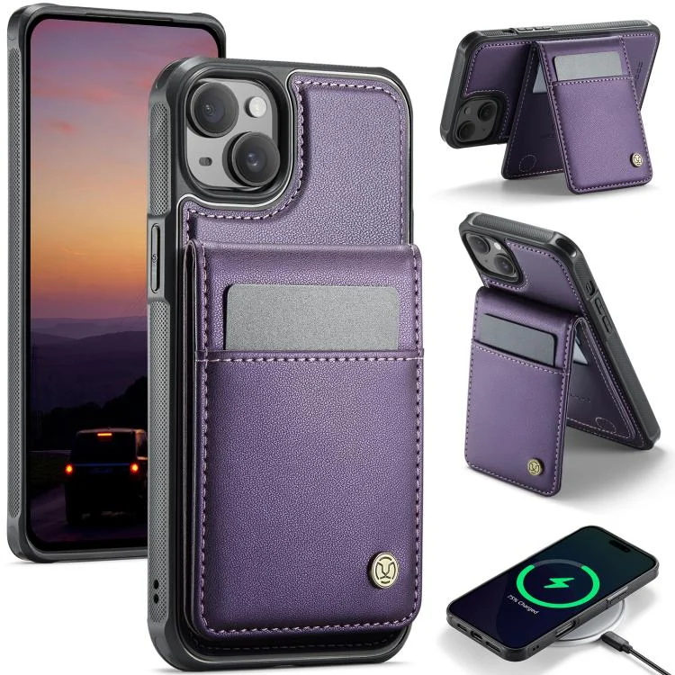 JEEHOOD J06 British Style RFID MagSafe Card Bag PU Phone Case, For iPhone 15, For iPhone 14 Plus, For iPhone 14, For iPhone 14 Pro