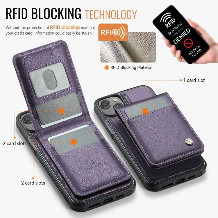 EDA007503107A_2.webp JEEHOOD J06 British Style RFID MagSafe Card Bag PU Phone Case, For iPhone 15, For iPhone 14 Plus, For iPhone 14, For iPhone 14 Pro - Image 3
